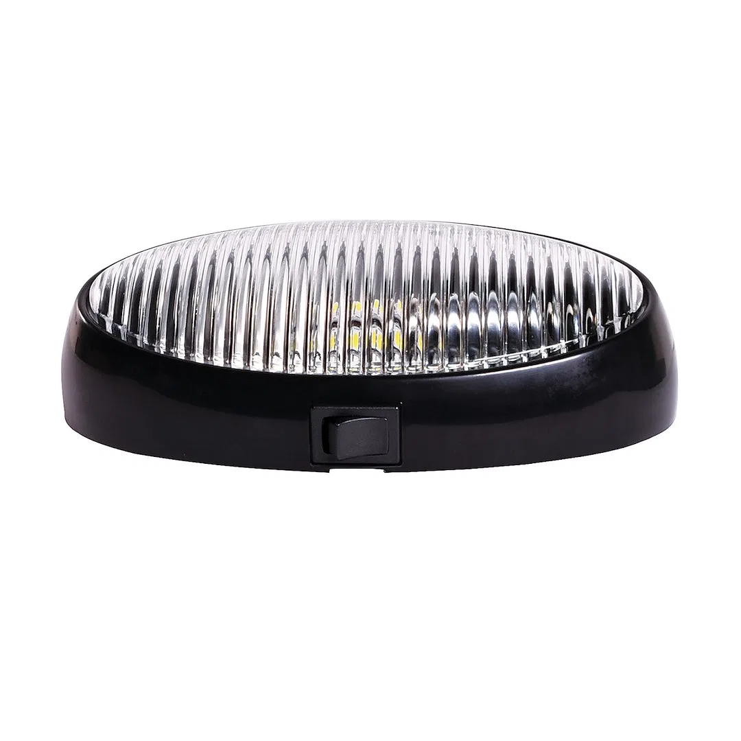 20681 – ARCON Porch Light, LED Bulb 12 Volt Oval 6.2 Inch Length x 3.4 Inch Width Clear Lens Black Base Single With S...